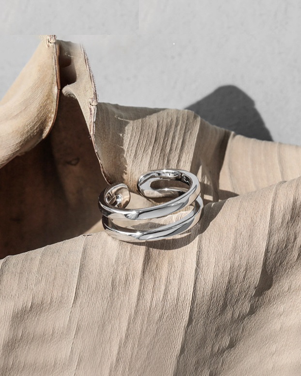 925 Sterling Silver Double Lines Ring